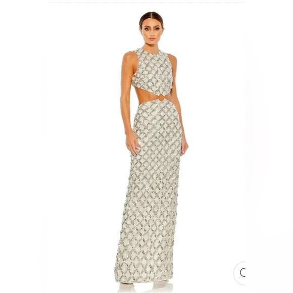 NEW Mac Duggal EMBELLISHED HIGH NECK CUT OUT GOWN - Picture 1 of 13